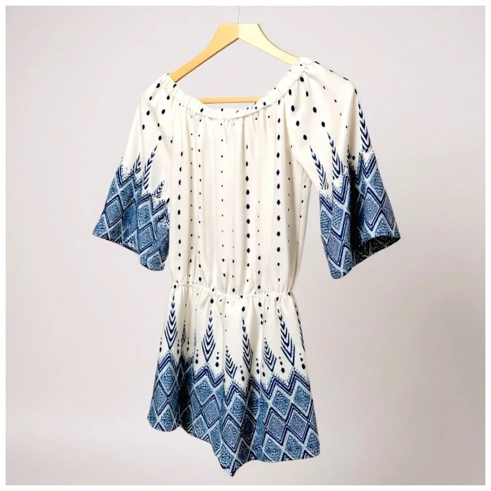 Collective Concepts Women’s 3/4 Sleeve Above-the-Knee Dress. Blue, White. XS​​​ - Picture 6 of 15